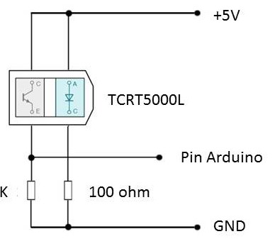 Figure 4. Branchement d'un TCRT5000 sur Arduino