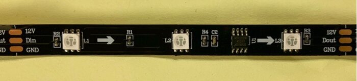 Figure 2 : Segment de 3 LED RVB et d'un WS2811